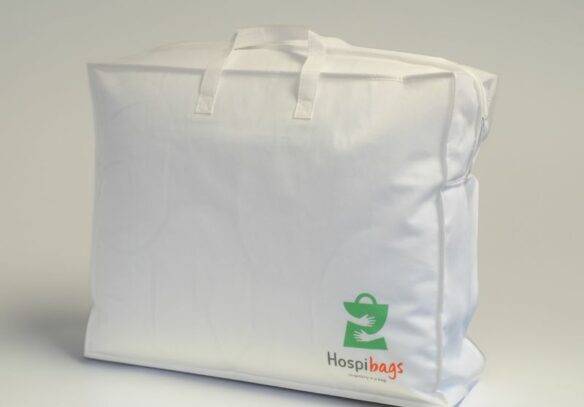 sac valisette blanc avec logo hospibags