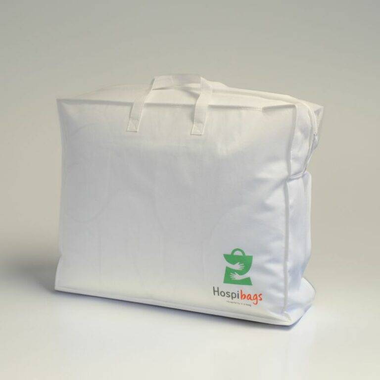 sac valisette blanc avec logo hospibags